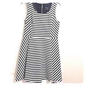 Black and white striped Express dress